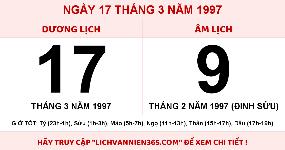 14 tháng 3 năm 1997 âm lịch là ngày nào