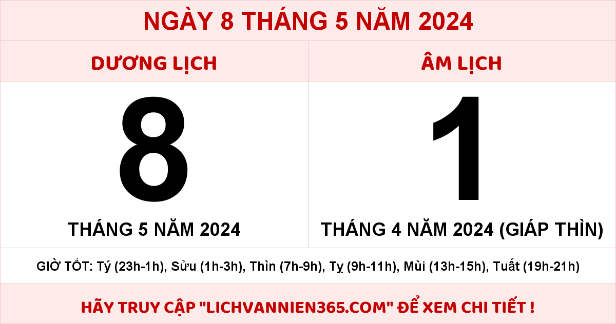 xem ngày 8 5 2024 âm lịch
