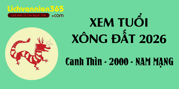 Xem tuổi Xông Đất năm 2026 cho người sinh năm 2000, nam mạng